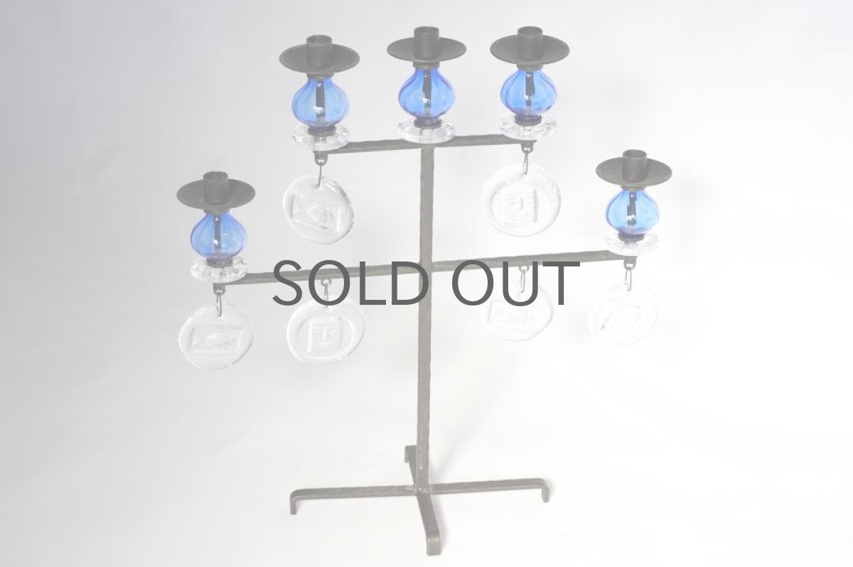 画像2: Erik HoglundエリックホグランBODA ガラスキャンドスタンド　ブルー２段５連 (2)