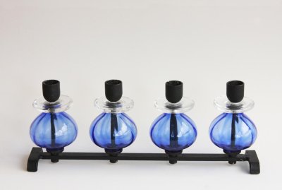 画像1: Erik Hoglundエリックホグラン BODA社製　ガラスキャンドルホルダー　4連ブルー