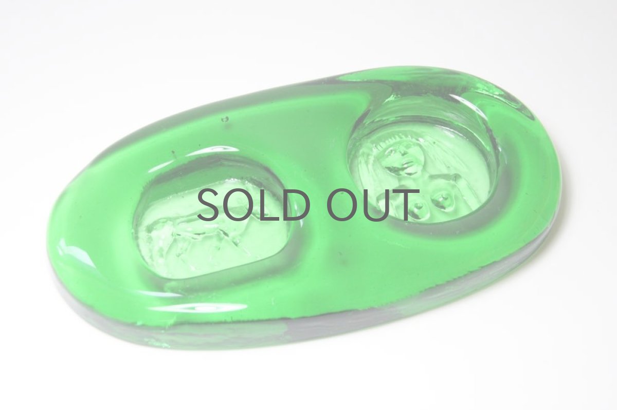 画像4: ErikHoglund/エリックホグラン/ガラス/貴重ダブルアッシュトレー/グリーン (4)