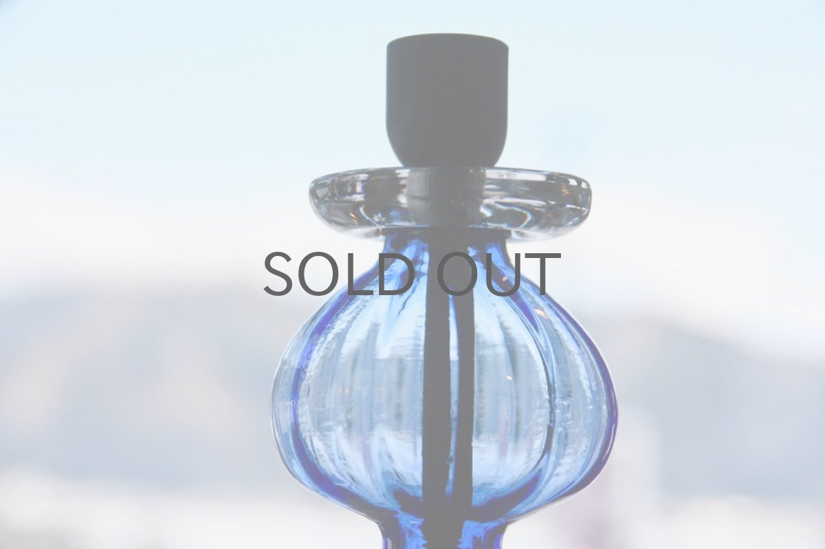 画像2: 北欧ビンテージ雑貨/Erik Hoglund/エリックホグラン/BODA社製/ガラスキャンドルホルダー/ブルー/Sサイズ (2)