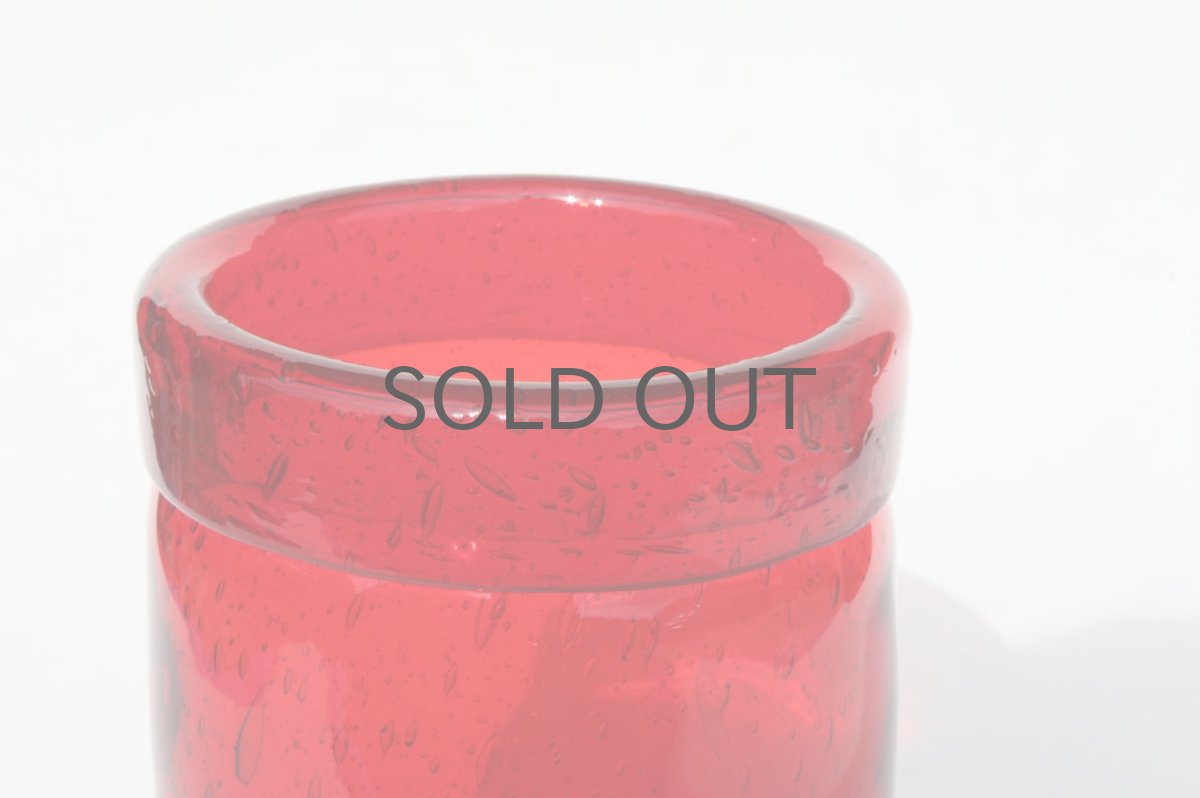 画像2: 北欧ビンテージ/Erik Hoglund/エリックホグラン/ 気泡入り/レッド/ボトル (2)