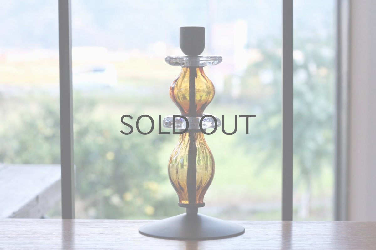 画像2: Erik Hoglund/エリックホグラン/ BODA社製/ガラスキャンドスタンド/アンバー2連 (2)