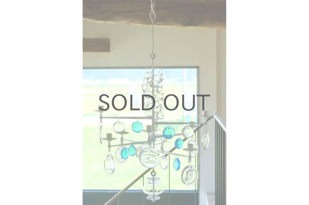 画像2: Erik Hoglund/エリックホグラン/BODA社製/ガラスキャンドル/シャンデリア/ホワイト/ブルー&クリアガラス (2)