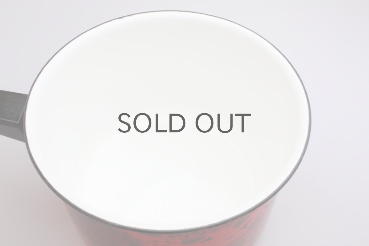 画像2: Finelフィネル エナメル片手鍋 魚柄赤 (2)