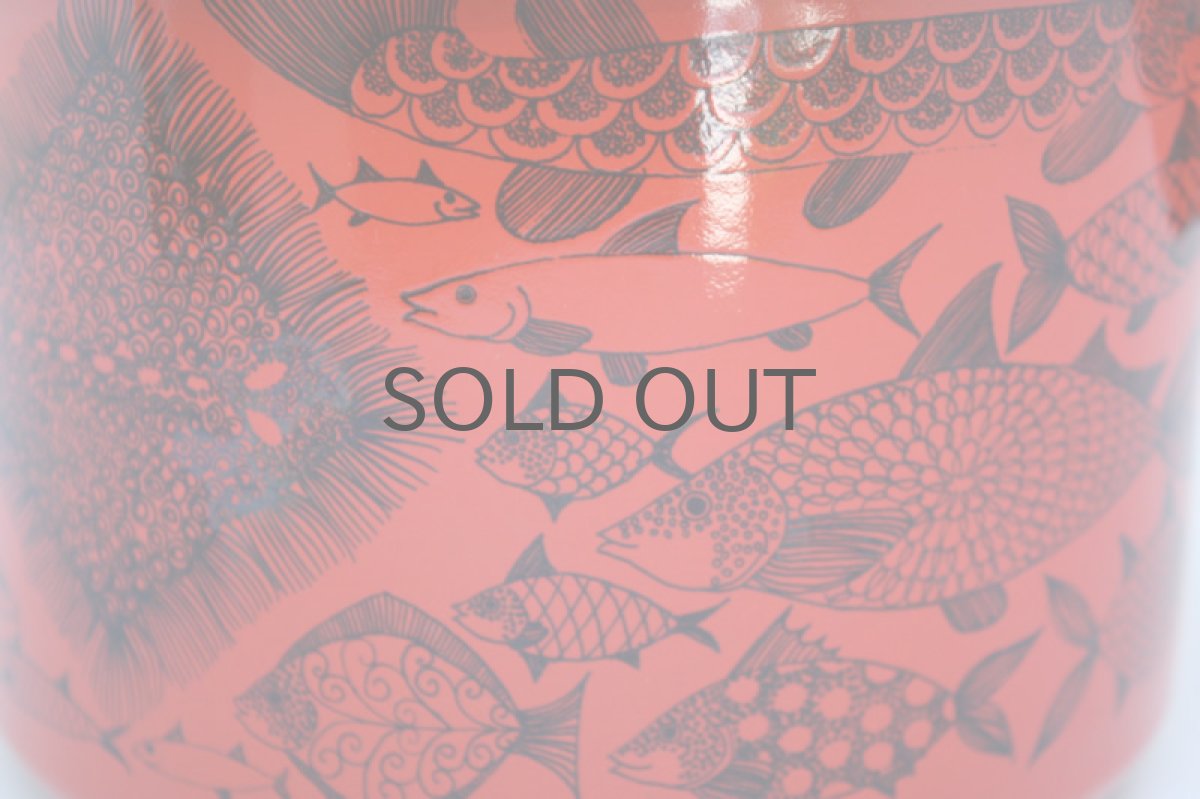 画像5: Finelフィネル エナメル片手鍋 魚柄赤 (5)