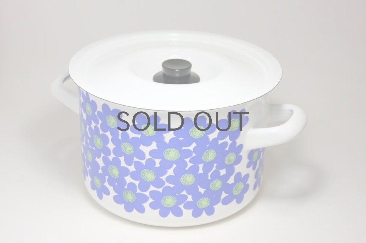 画像3: Finel /フィネル ブルー花エナメル 両手鍋 Lサイズ  未使用オリジナルボックス付き (3)