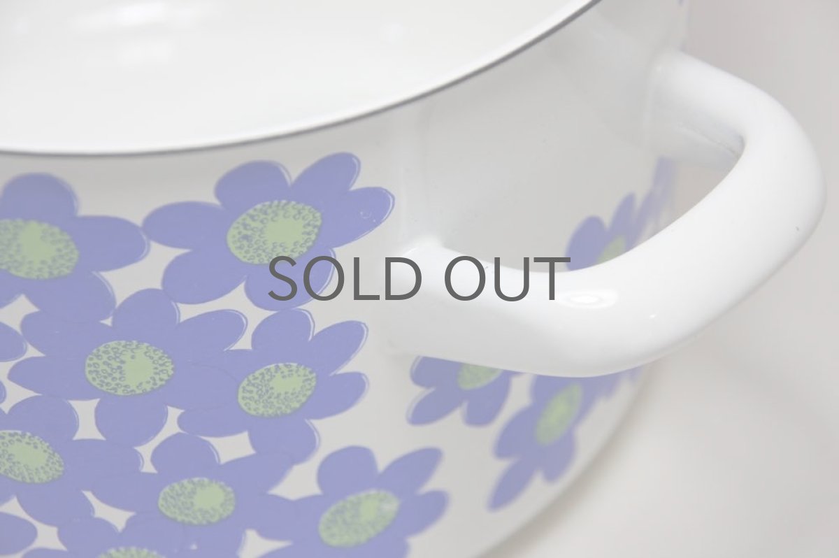 画像10: Finel /フィネル ブルー花エナメル 両手鍋 Lサイズ  未使用オリジナルボックス付き (10)