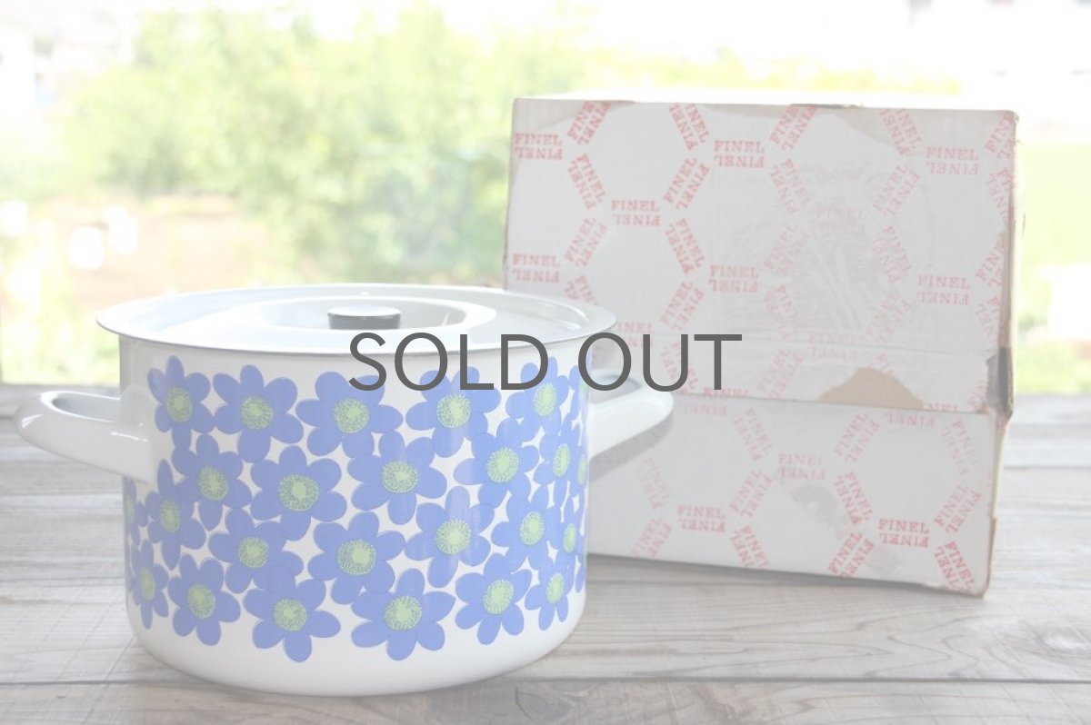 画像8: Finel /フィネル ブルー花エナメル 両手鍋 Lサイズ  未使用オリジナルボックス付き (8)