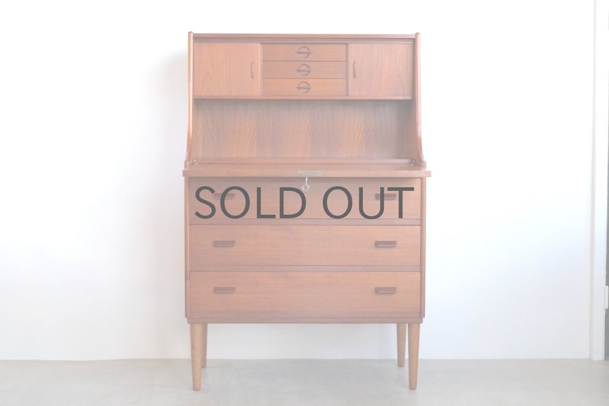画像2: 北欧ビンテージ家具/デンマーク製/ライティングビューロー/3段引き出し/No.1 (2)