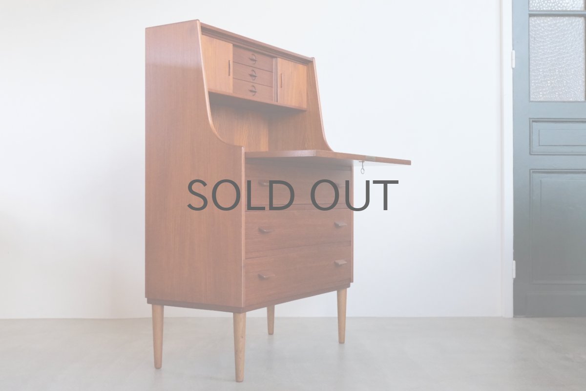 画像4: 北欧ビンテージ家具/デンマーク製/ライティングビューロー/3段引き出し/No.1 (4)