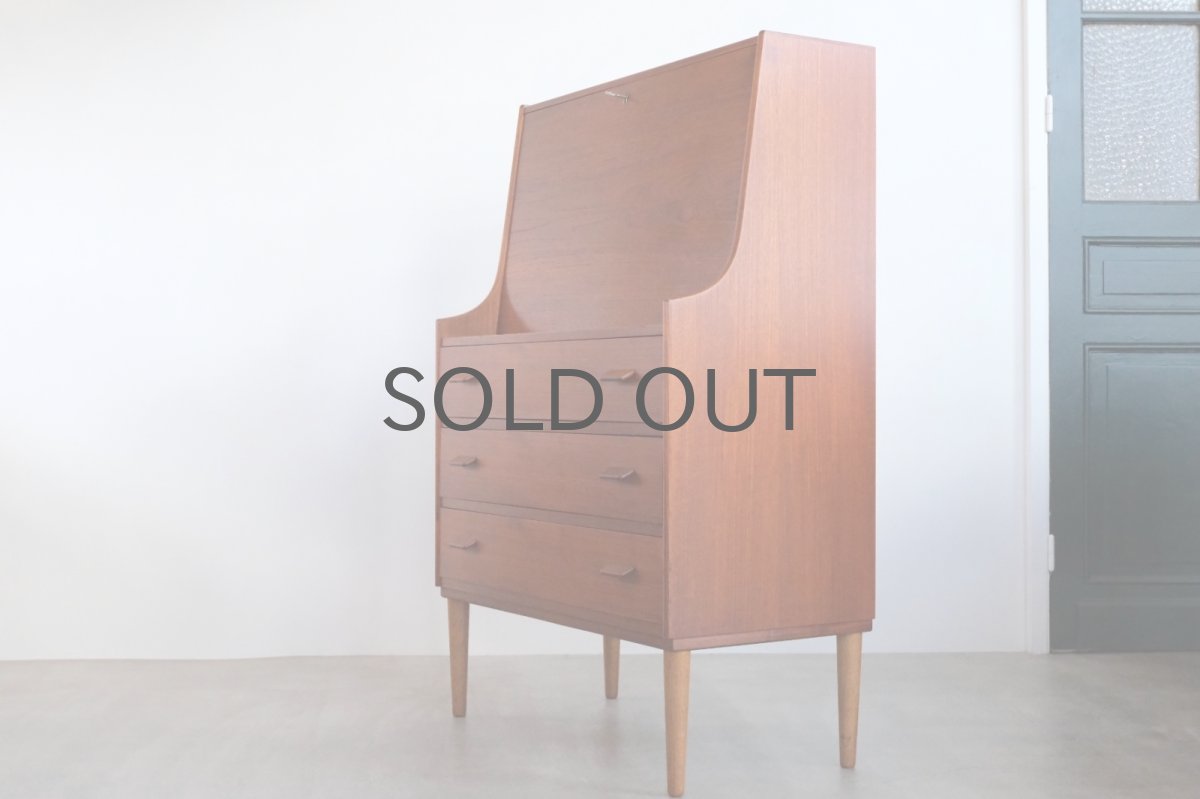 画像3: 北欧ビンテージ家具/デンマーク製/ライティングビューロー/3段引き出し/No.1 (3)