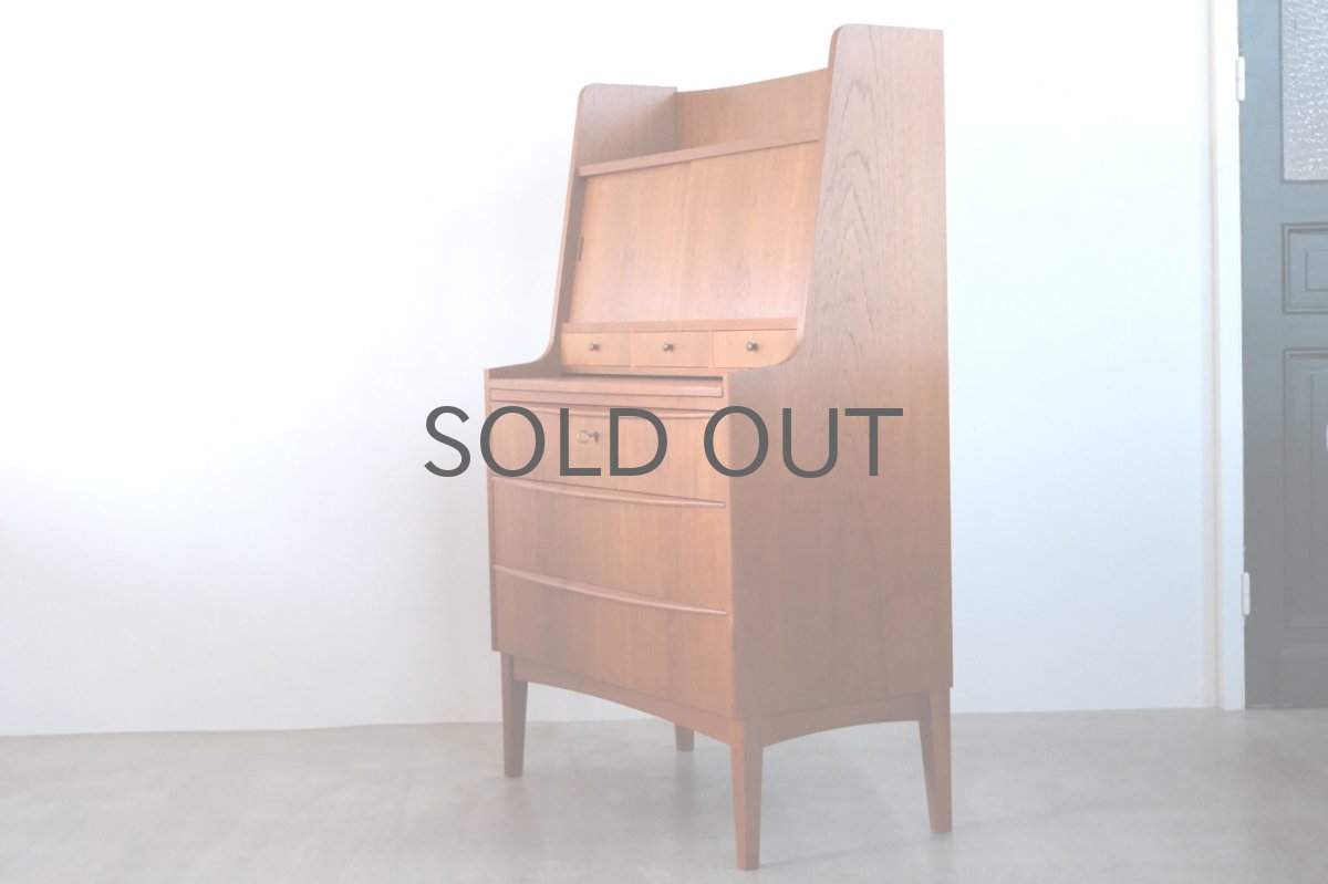 画像2: 北欧ビンテージ家具/デンマーク製/ライティングビューロー/3段引き出し/鏡付き/No.2 (2)
