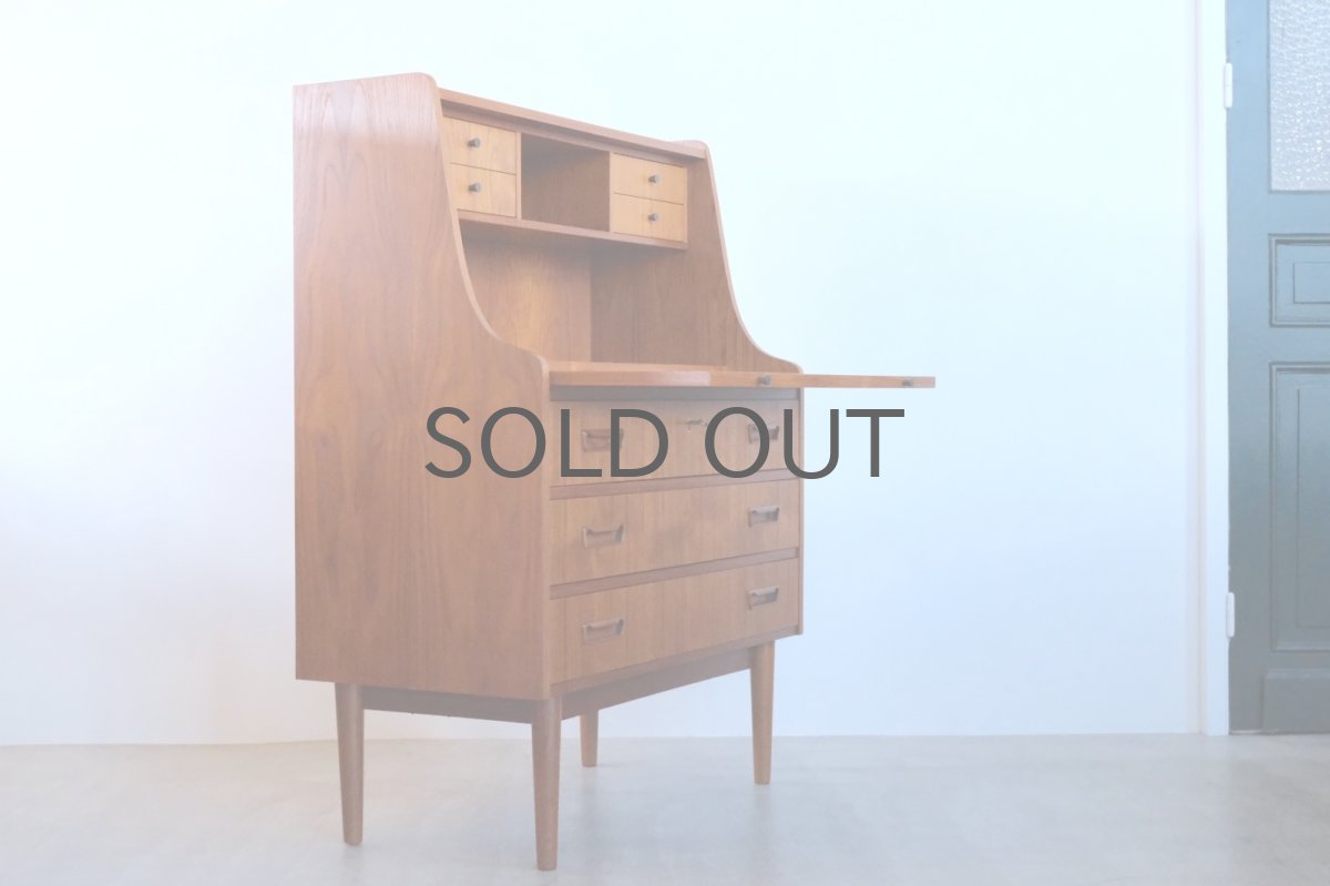 画像2: 北欧ビンテージ家具/デンマーク製/ライティングビューロー/3段引き出し/No.3 (2)