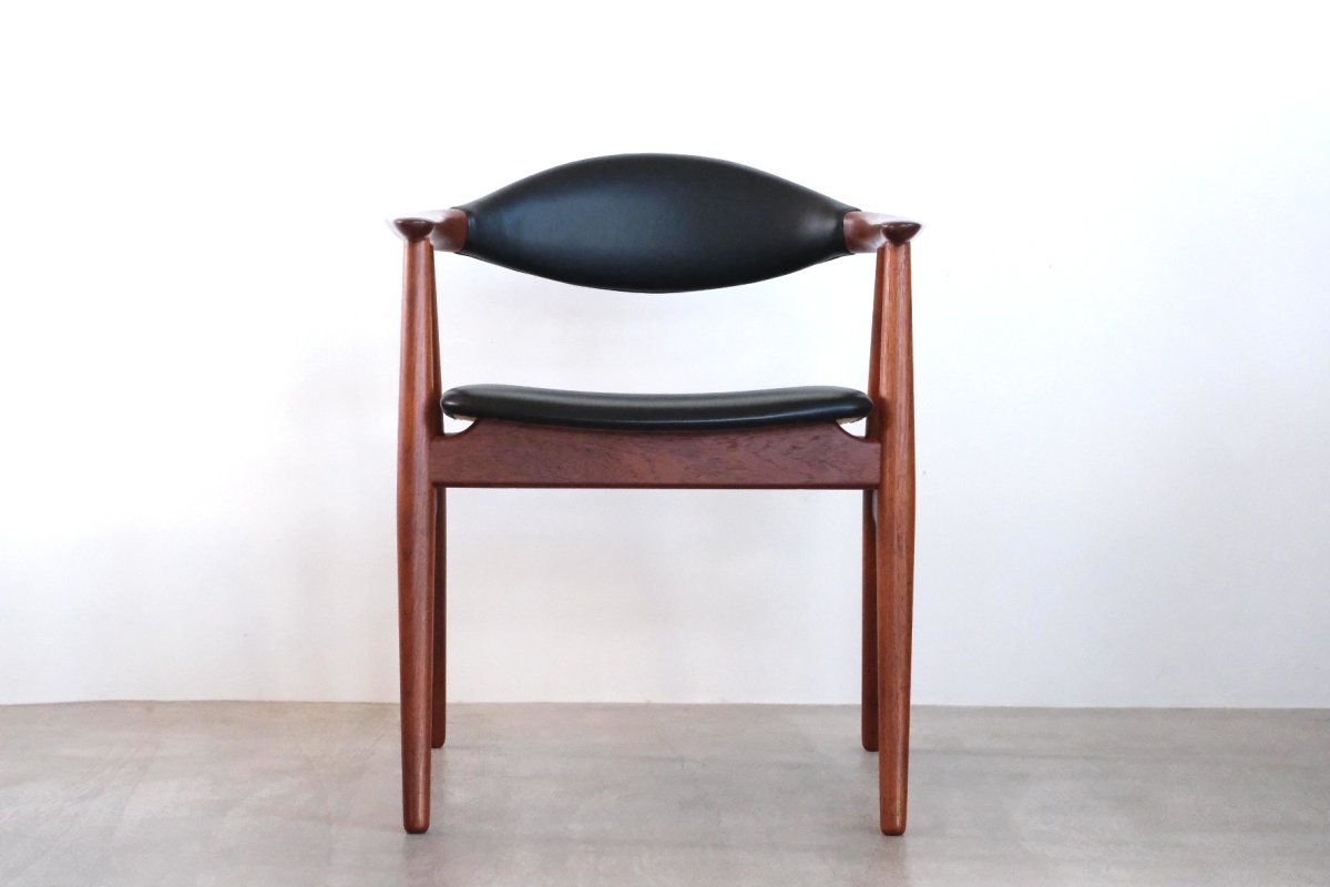 画像3: 北欧家具ビンテージ/デンマーク製/Erik Kirkegaard/皮革張りチークアームチェア (3)