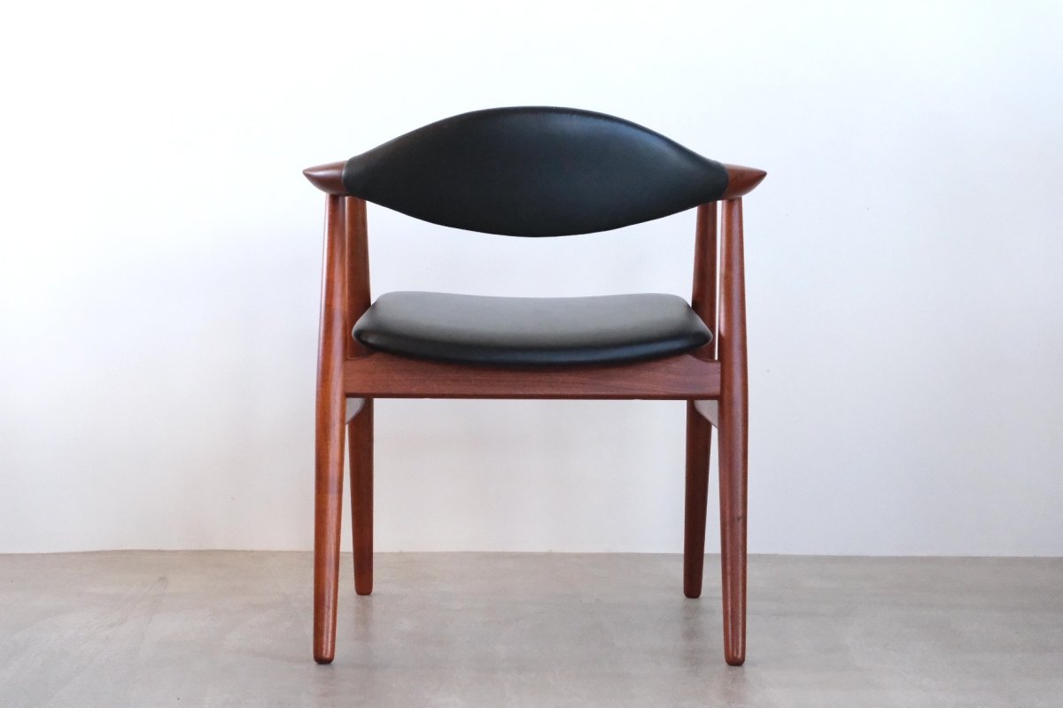 画像7: 北欧家具ビンテージ/デンマーク製/Erik Kirkegaard/皮革張りチークアームチェア (7)