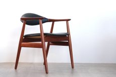 画像1: 北欧家具ビンテージ/デンマーク製/Erik Kirkegaard/皮革張りチークアームチェア (1)