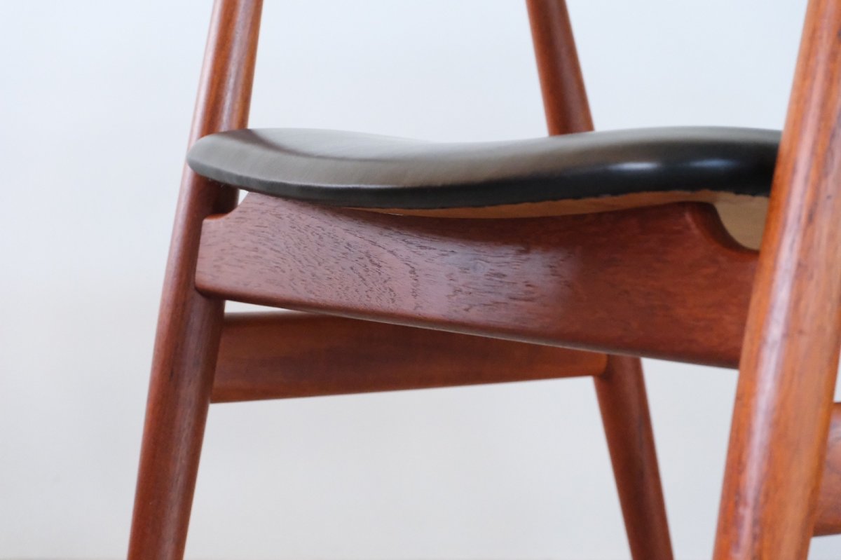 画像11: 北欧家具ビンテージ/デンマーク製/Erik Kirkegaard/皮革張りチークアームチェア (11)