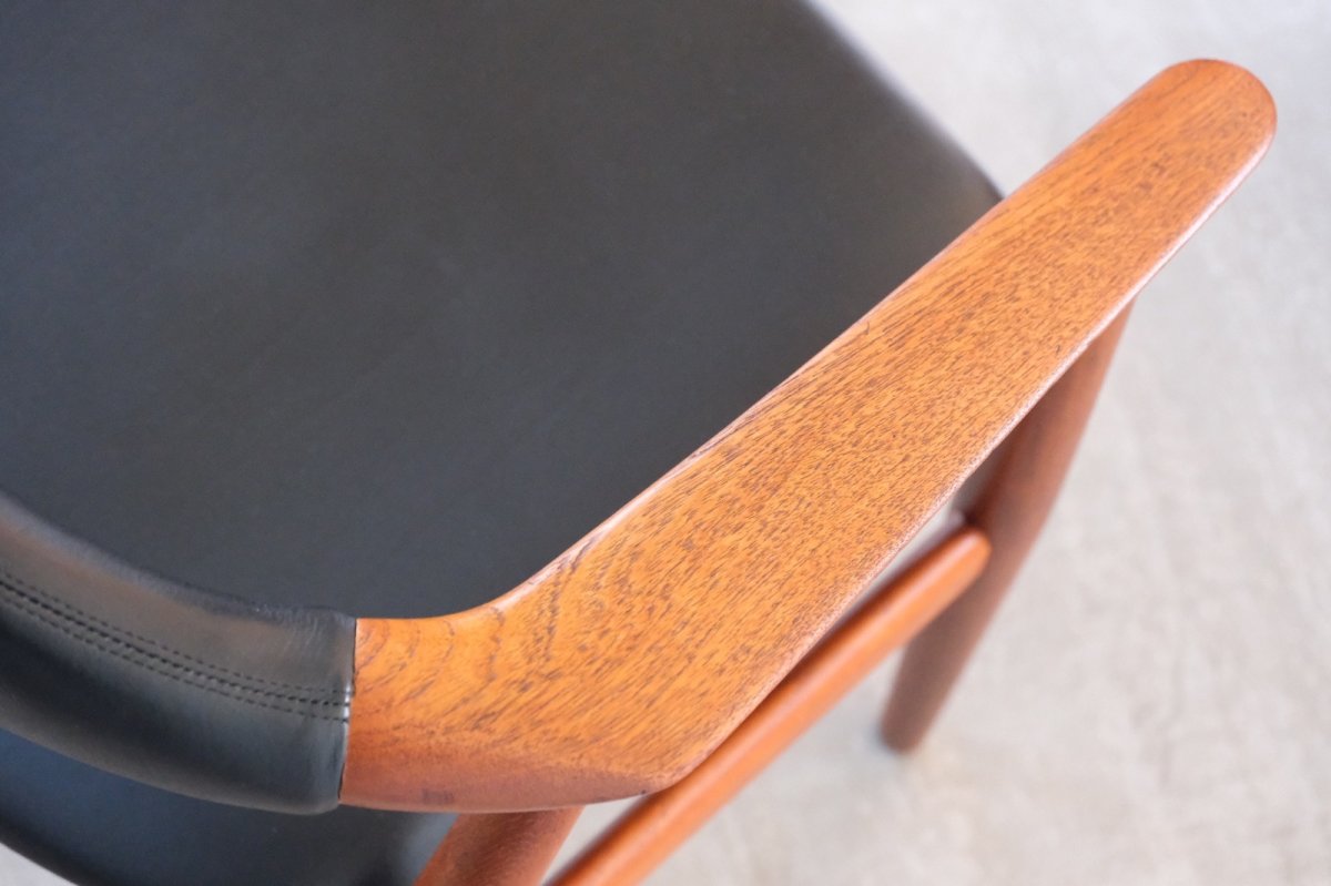 画像9: 北欧家具ビンテージ/デンマーク製/Erik Kirkegaard/皮革張りチークアームチェア (9)