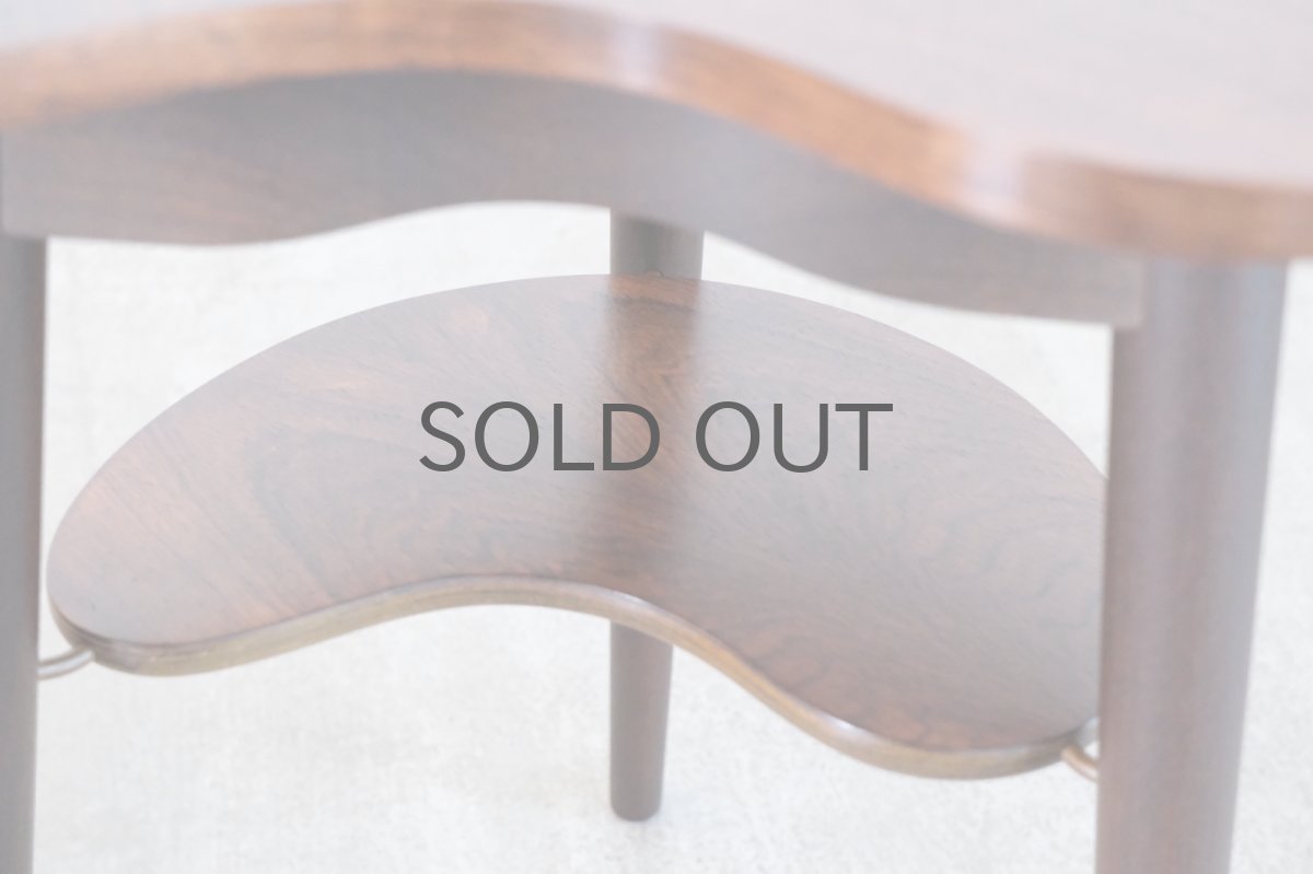 画像4: 北欧ビンテージ家具/デンマーク/ローズウッド/ミニサイドテーブル/ビーンズ型2段 (4)