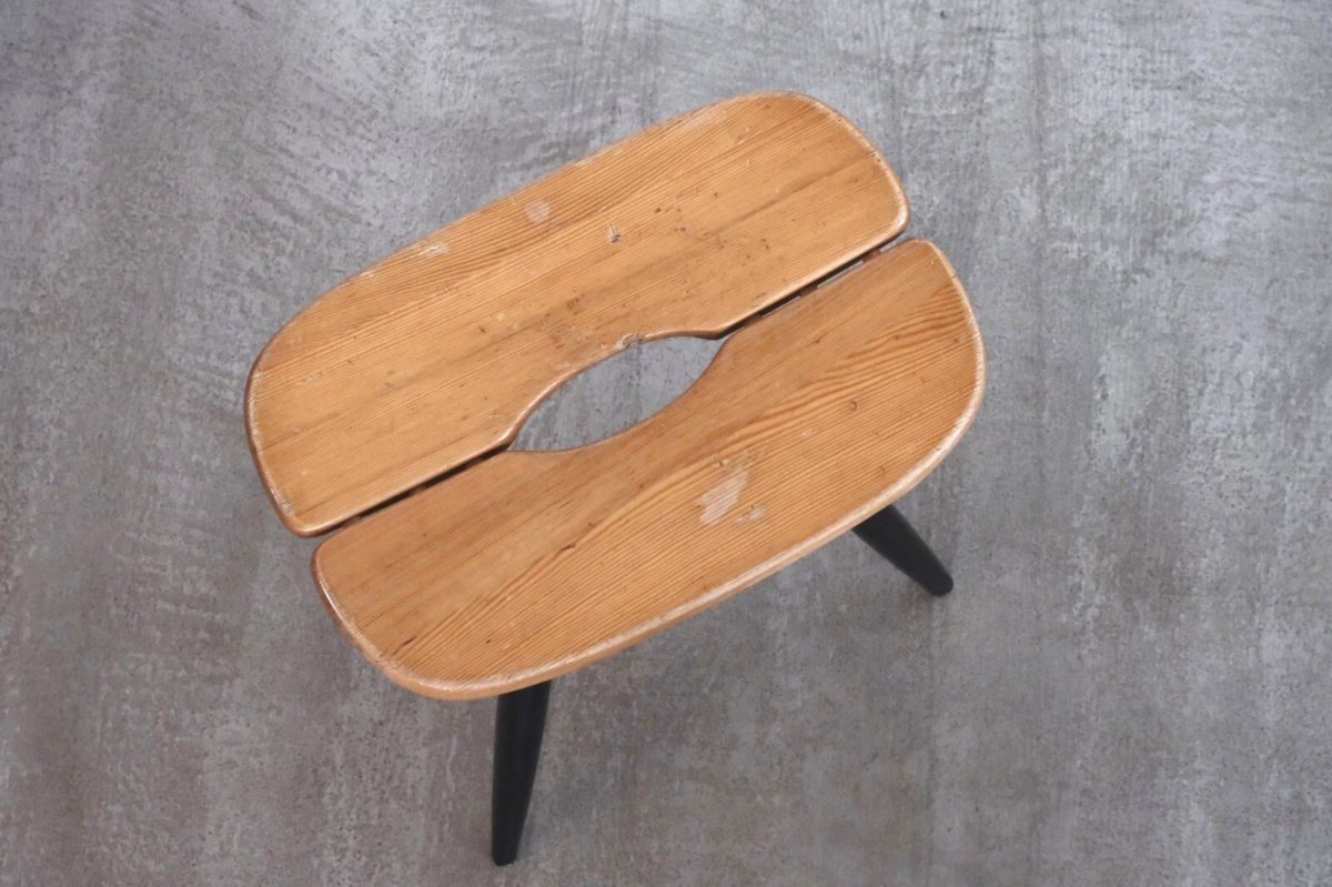 画像4: 北欧ビンテージ家具/フィンランド製/ Ilmari Tapiovaara/イルマリ・タピオヴァーラ/pirkka stool/ピルッカスツール/ハニー&ブラック/送料無料 (4)