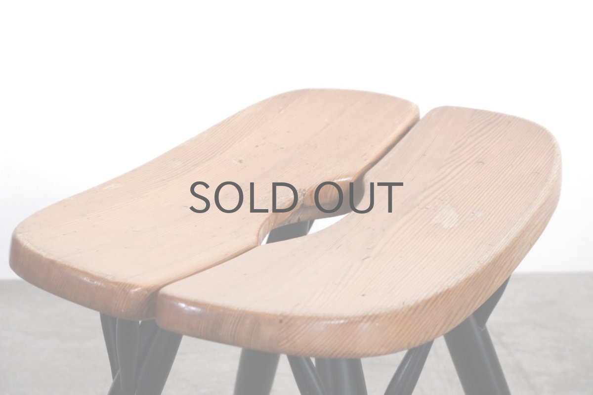 画像5: 北欧ビンテージ家具/フィンランド製/ Ilmari Tapiovaara/イルマリ・タピオヴァーラ/pirkka stool/ピルッカスツール/ハニー&ブラック/送料無料 (5)
