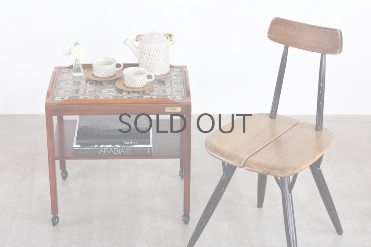 画像10: 北欧ビンテージ家具/デンマーク/ロイヤルコペンハーゲンタイルトップ/ワゴン/ローズウッド (10)