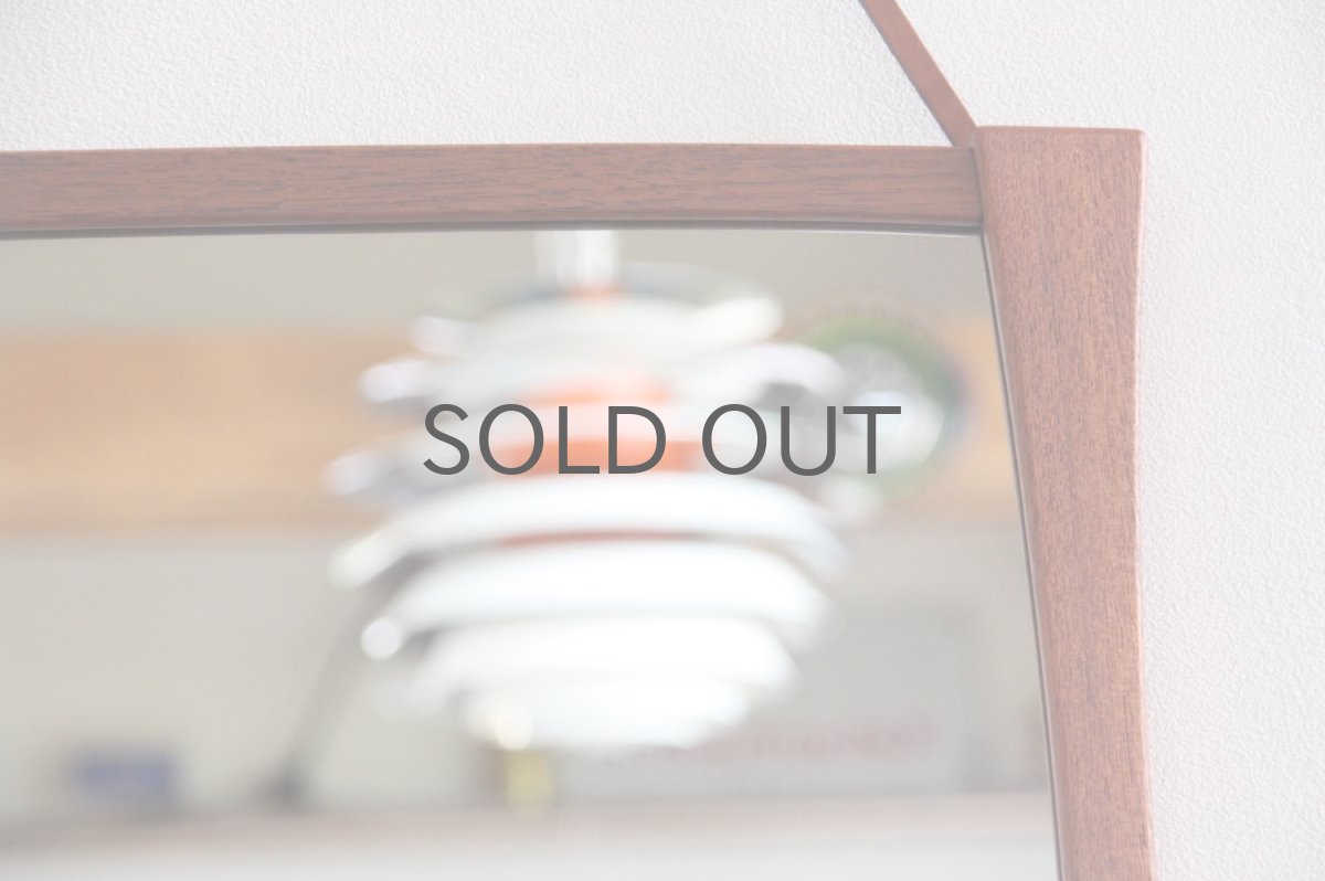 画像5: デンマーク製/ビンテージミラー/G&T inr varumärke/チークフレーム✕革/新品鏡 (5)