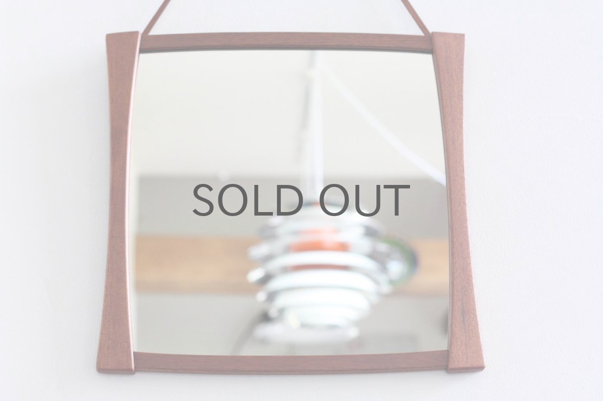 画像3: デンマーク製/ビンテージミラー/G&T inr varumärke/チークフレーム✕革/新品鏡 (3)