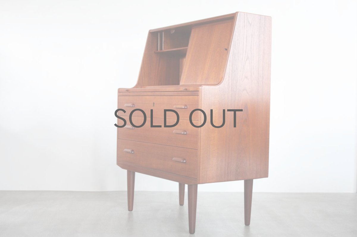 画像3: 北欧ビンテージ家具/デンマーク製/チークライティングビューロー/3段引き出し/鏡付き (3)