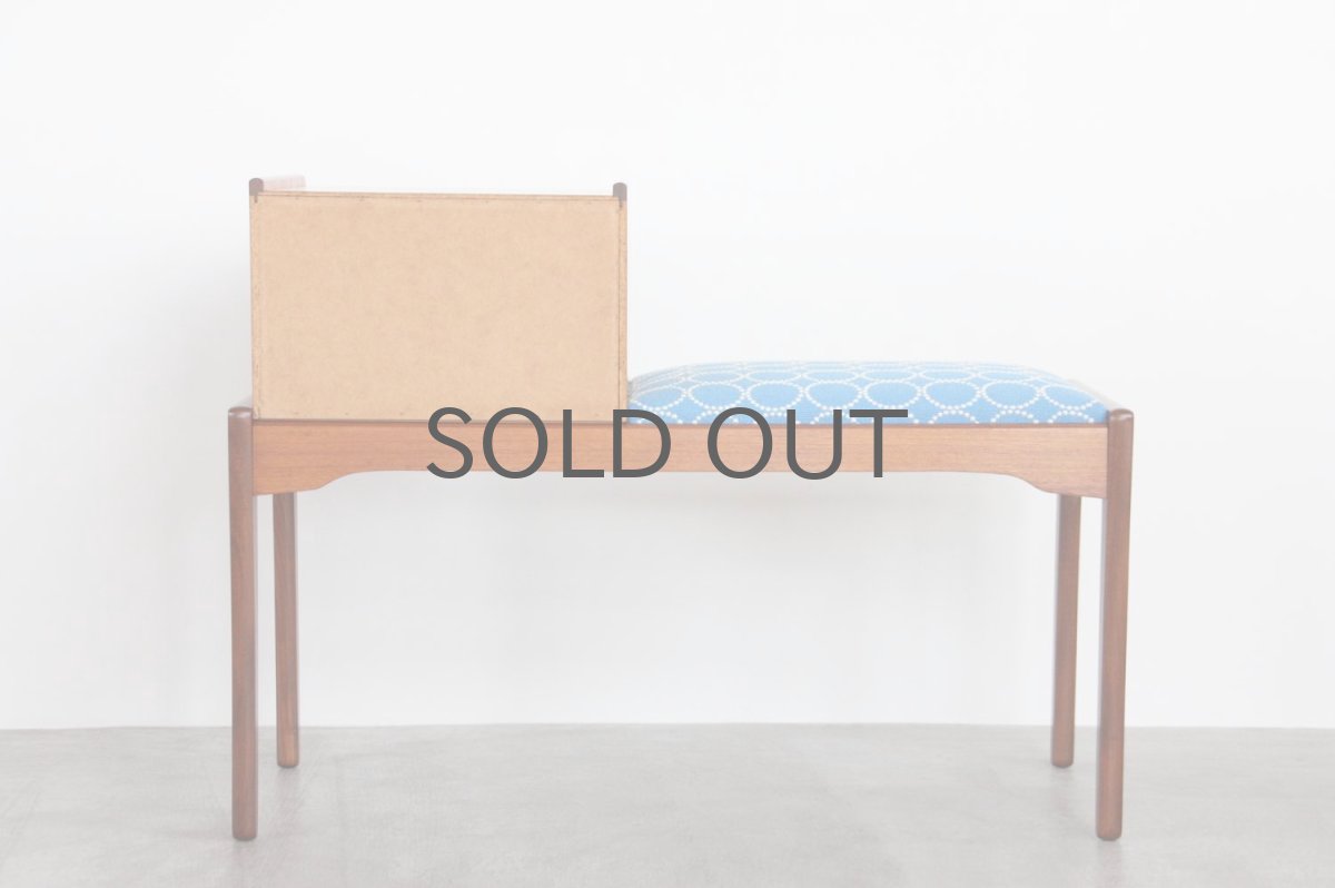 画像7: 北欧ビンテージ家具/デンマーク/テレフォンベンチ/チーク/mina perhonen/ミナ ペルホネン/タンバリンブルー (7)