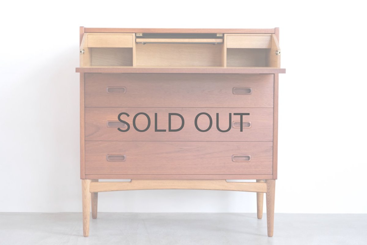 画像2: 北欧ビンテージ家具/デンマーク製/チーク/ドレッサー/3段引き出し/鏡付き (2)