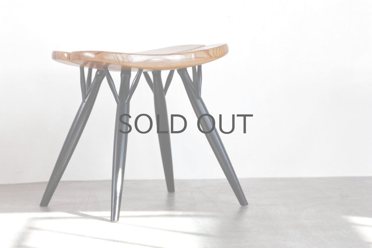 画像1: 北欧ビンテージ家具/フィンランド製/ Ilmari Tapiovaara/イルマリ・タピオヴァーラ/pirkka stool/ピルッカスツール/ハニー&ブラック (1)