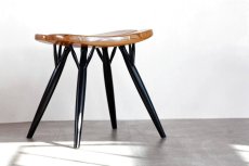 画像1: 北欧ビンテージ家具/フィンランド製/ Ilmari Tapiovaara/イルマリ・タピオヴァーラ/pirkka stool/ピルッカスツール/ハニー&ブラック (1)