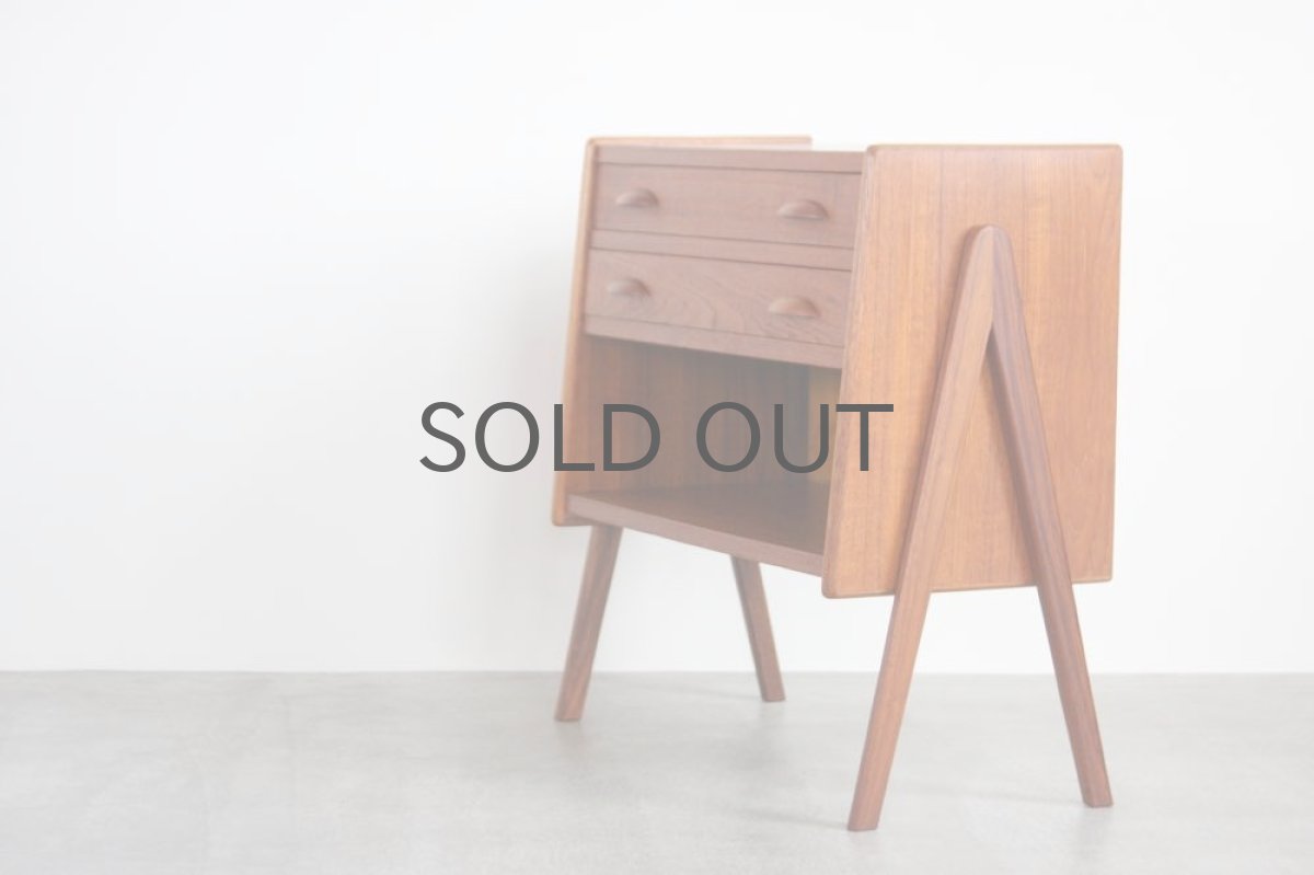 画像2: ビンテージ北欧家具/デンマーク製/チェスト/チーク/2段引き出し+オープン棚 (2)