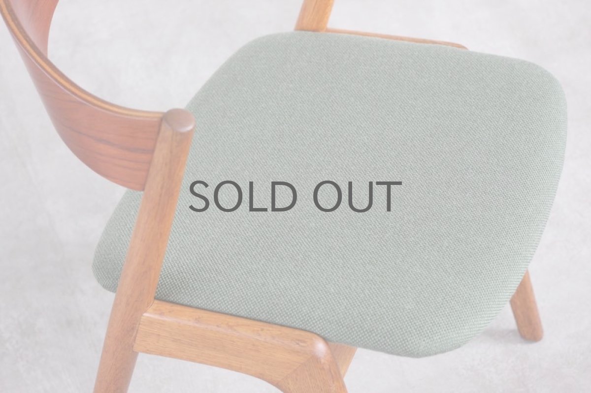 画像4: ビンテージ北欧家具/デンマーク製/カイ・クリスチャンセン/ダイニングチェア/チーク×オーク/グリーン (4)