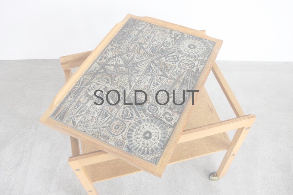 画像3: ビンテージ北欧家具/デンマーク/ロイヤルコペンハーゲンタイルトップ/ワゴン (3)