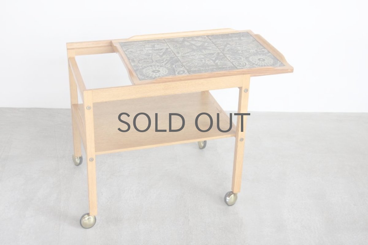 画像2: ビンテージ北欧家具/デンマーク/ロイヤルコペンハーゲンタイルトップ/ワゴン (2)