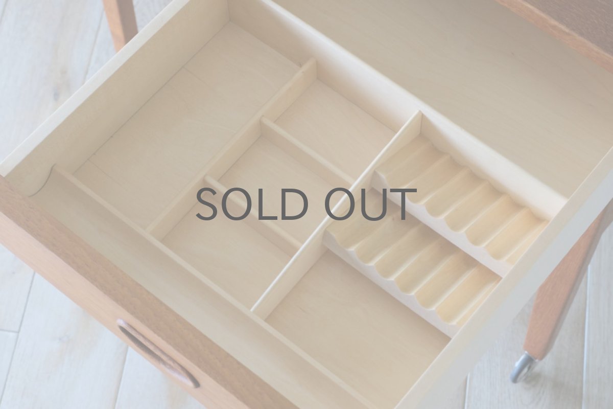 画像11: 北欧ビンテージ家具/デンマーク/ソーイングキャビネット/ソーイングテーブル/チーク/キャスター付き (11)