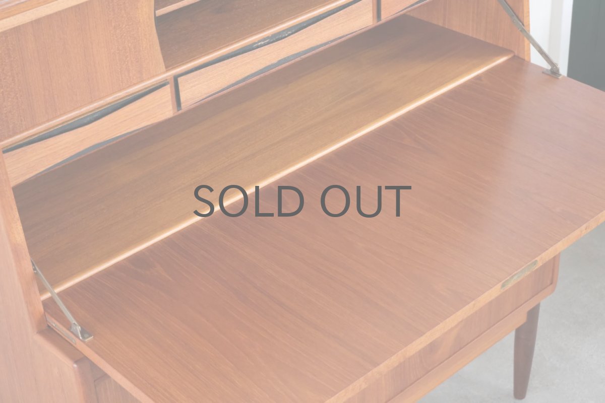 画像14: 北欧ビンテージ家具/デンマーク製/Erling Torvits/チークライティングビューロー/3段引き出し (14)