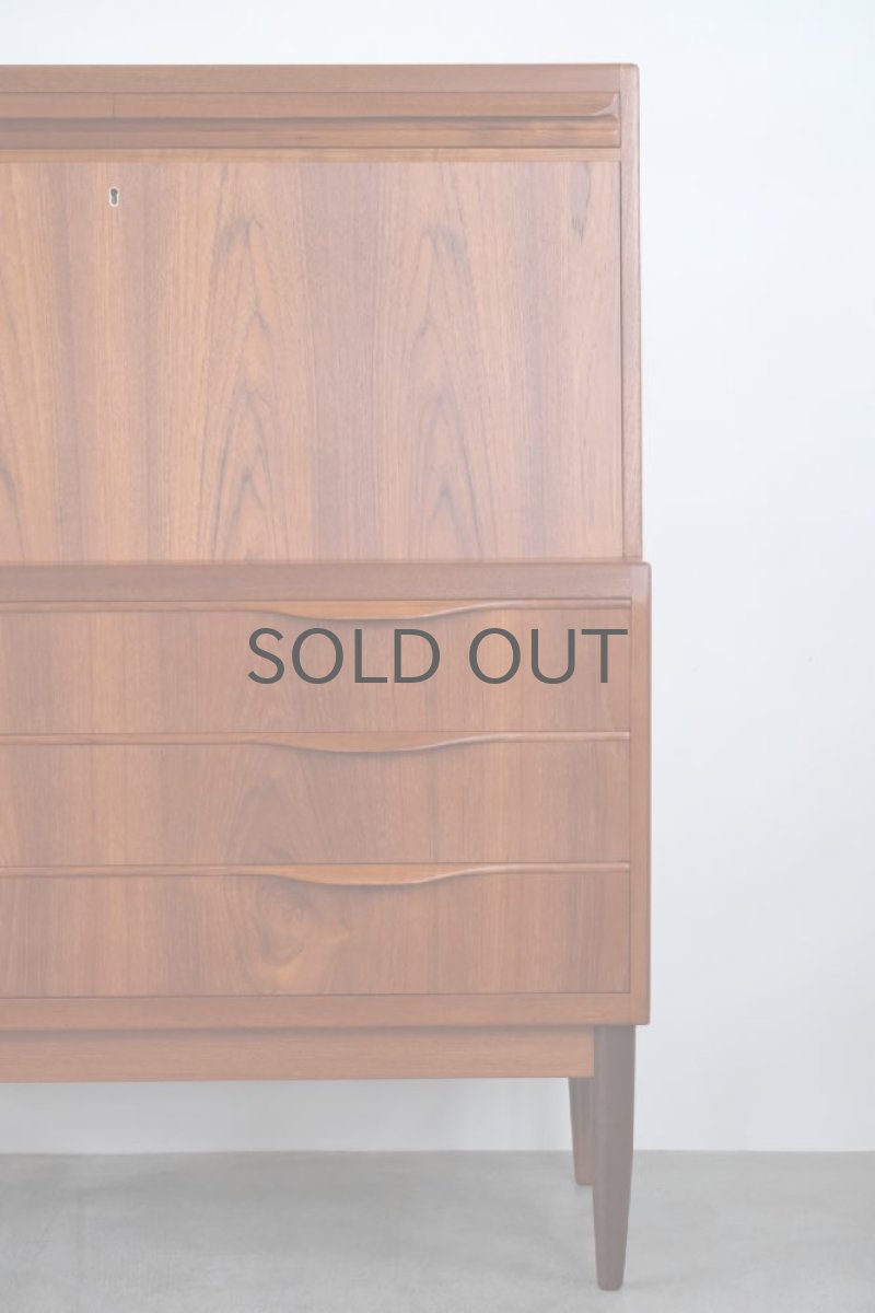 画像4: 北欧ビンテージ家具/デンマーク製/Erling Torvits/チークライティングビューロー/3段引き出し (4)