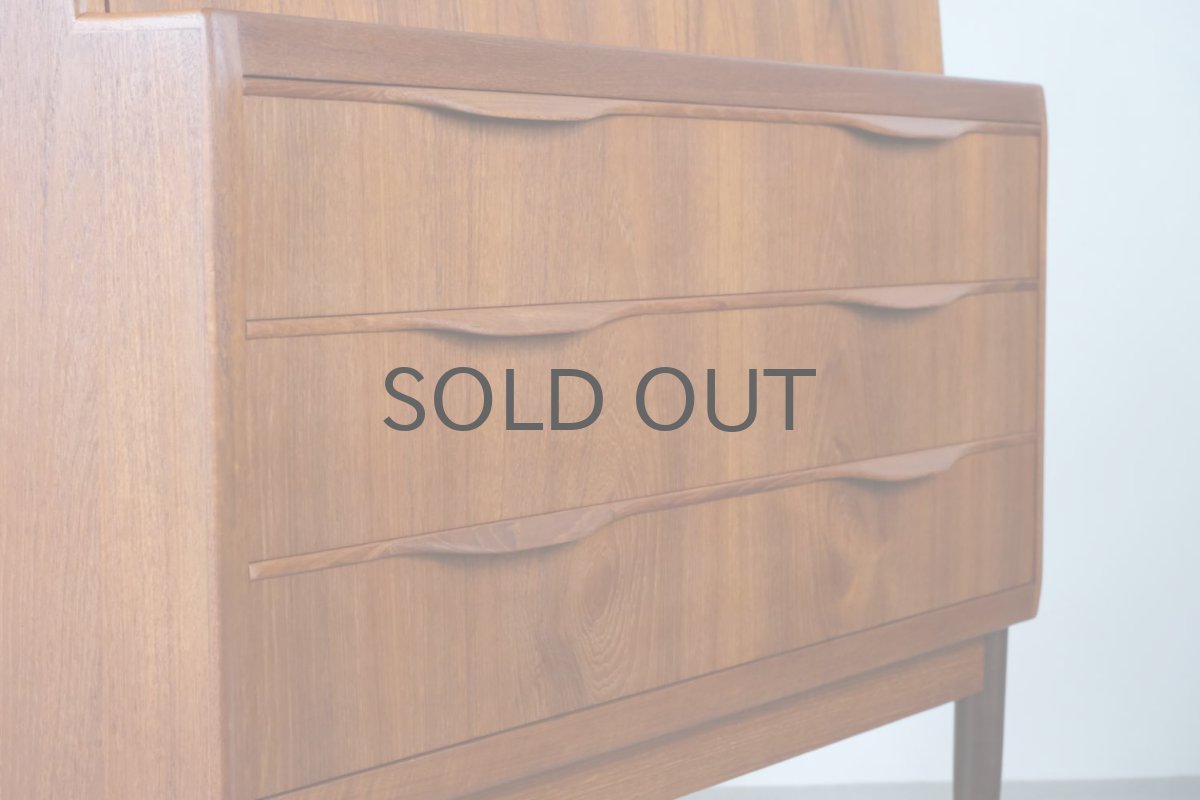 画像15: 北欧ビンテージ家具/デンマーク製/Erling Torvits/チークライティングビューロー/3段引き出し (15)