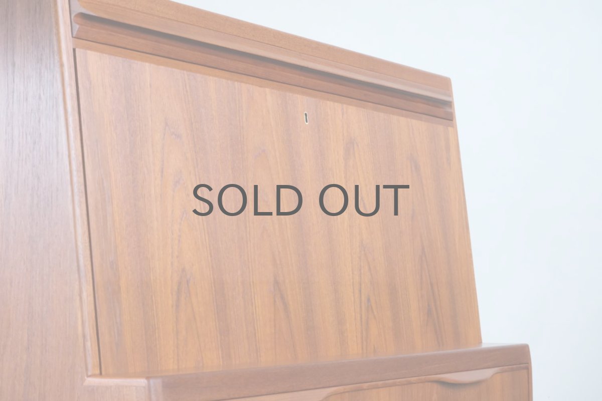 画像7: 北欧ビンテージ家具/デンマーク製/Erling Torvits/チークライティングビューロー/3段引き出し (7)