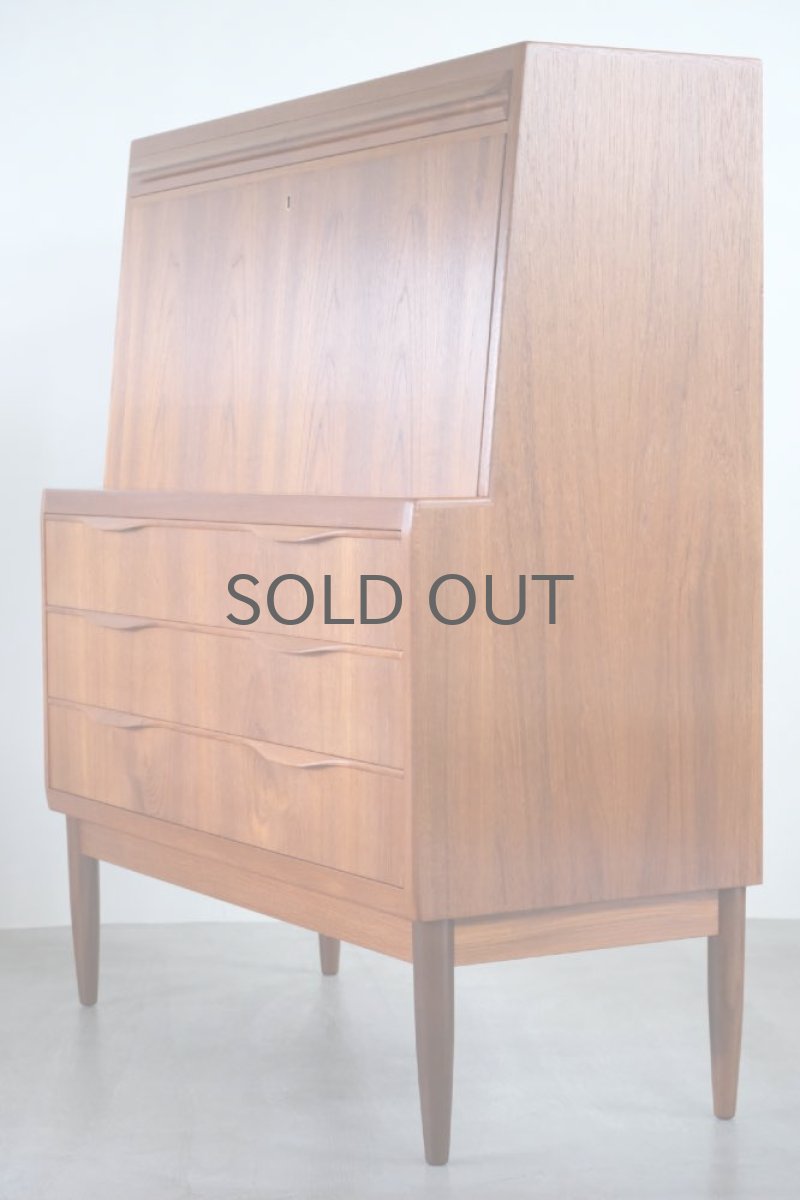 画像5: 北欧ビンテージ家具/デンマーク製/Erling Torvits/チークライティングビューロー/3段引き出し (5)