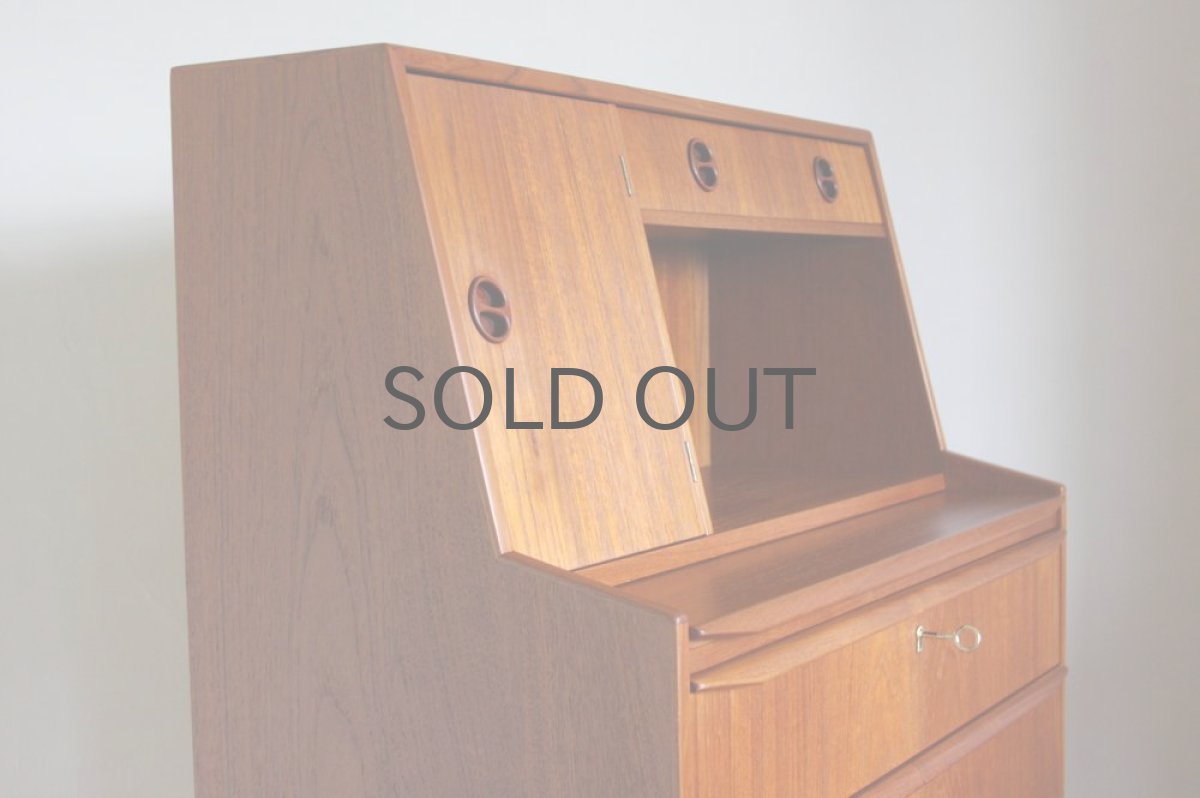 画像3: 北欧ヴィンテージ家具/デンマーク製 チークライティングビューロー 3段引き出し (3)