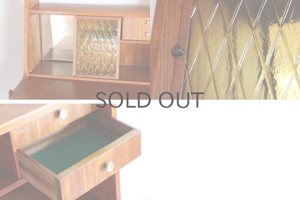 画像5: 北欧ビンテージ家具/デンマーク製/チークライティングビューロー/3段引き出し　 (5)