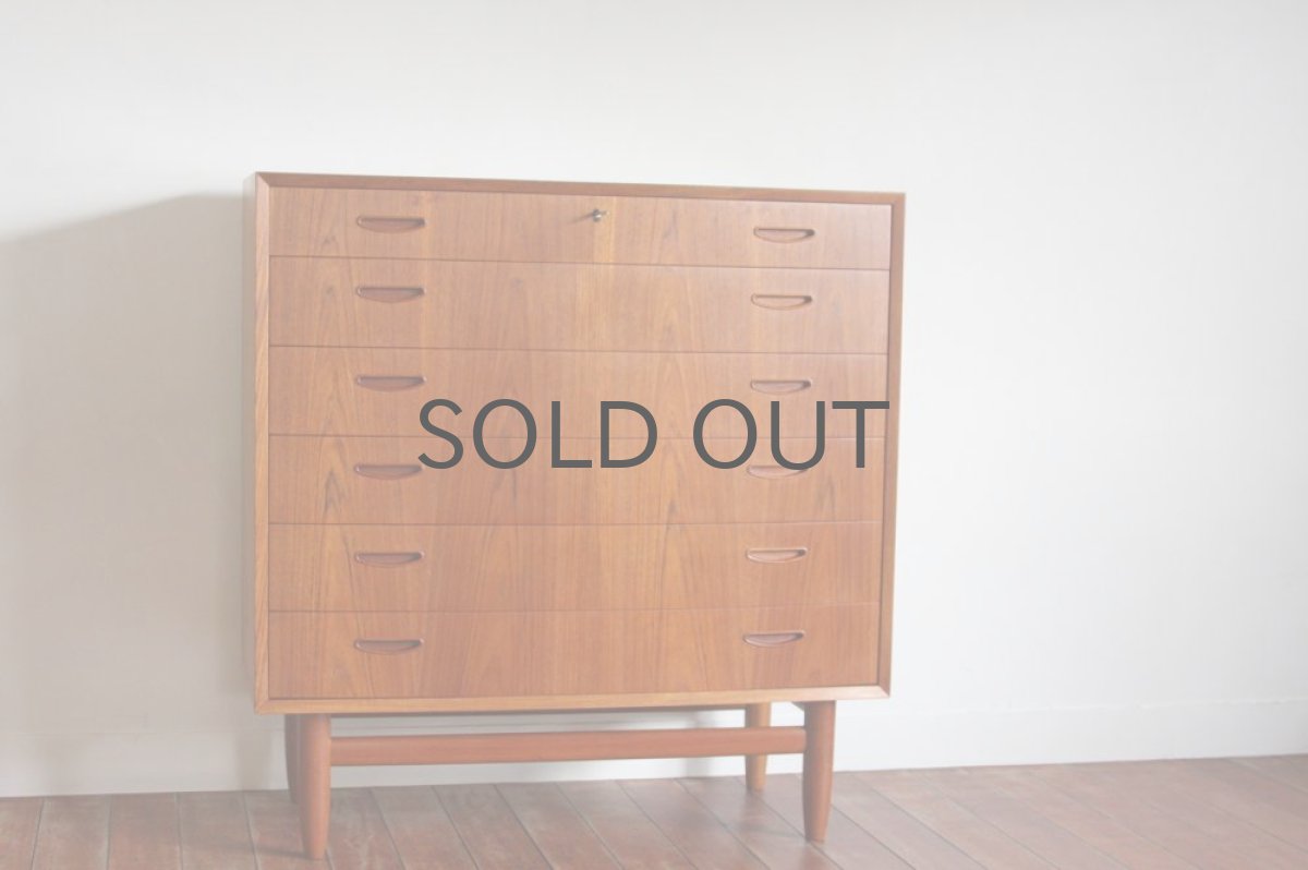 画像4: 北欧ビンテージ家具/デンマーク6段 チークチェスト  (4)