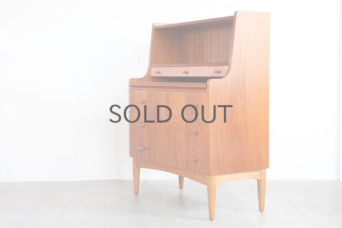 画像3: 北欧ビンテージ家具/デンマーク製/チークライティングビューロー/3段引き出し (3)
