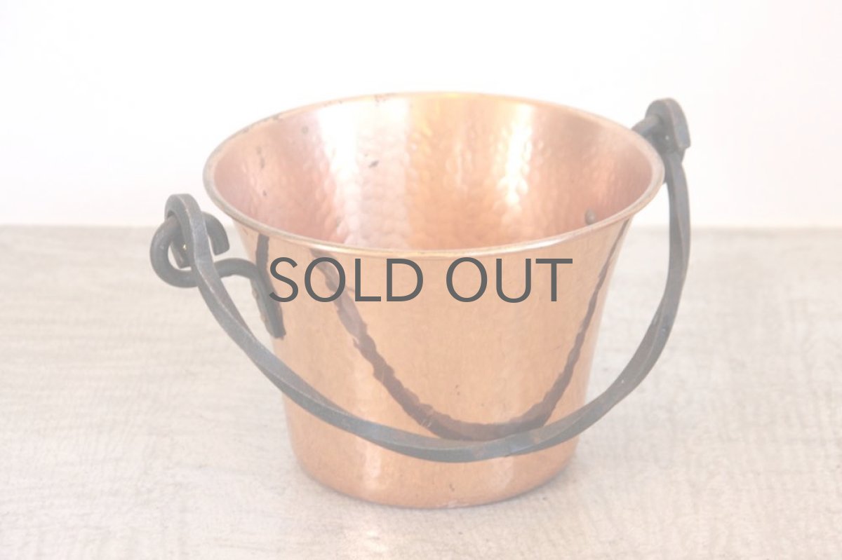 画像2: スイス/カッパー/ビンテージフラワーポット/バケツ型/Lサイズ (2)
