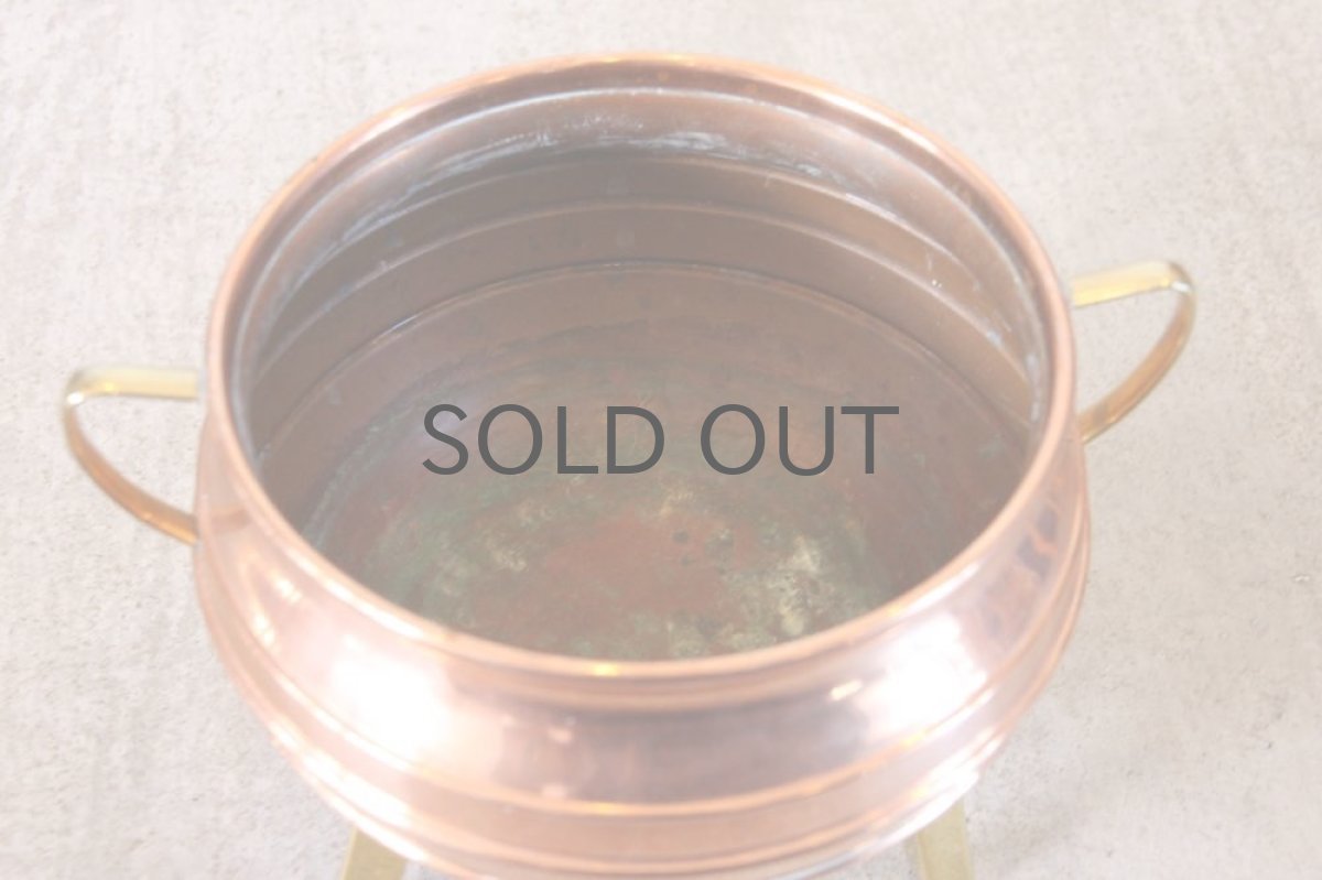 画像4: ビンテージガーデニング/北欧スウェーデン/フラワーポットカバー/カッパー(銅)/3本足/Lサイズ (4)