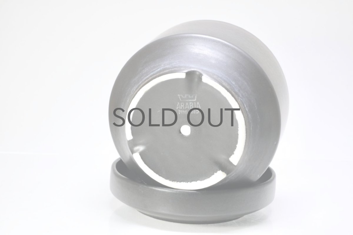 画像4: ビンテージ北欧/ARABIA/アラビア/Richard Lindh/植物ポット/鉢+受け皿/ブラック/Mサイズ/No.2 (4)